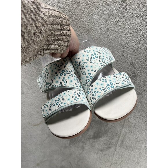 New Spenco Orthotic Nuevo Blue White Floral Flower Slide 12 D 12 Wide Sandals - Picture 3 of 8